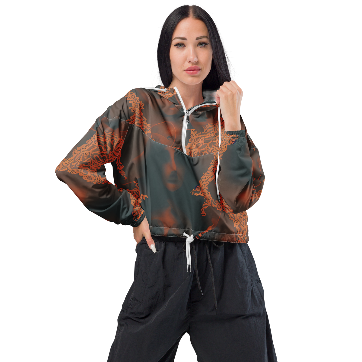 Women's Cropped Windbreaker - Chimeric Visage