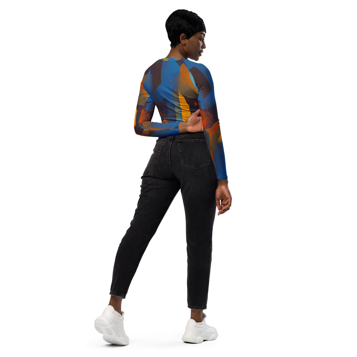 Long Sleeve Crop Top - Cubist Dusk