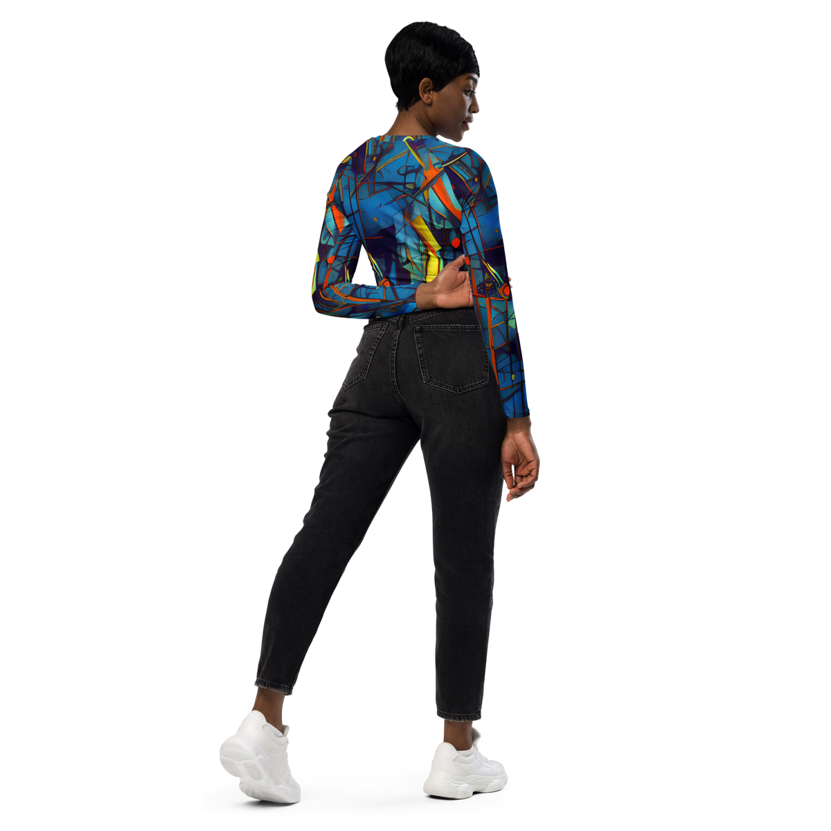 Long Sleeve Crop Top - Abstract Eddy